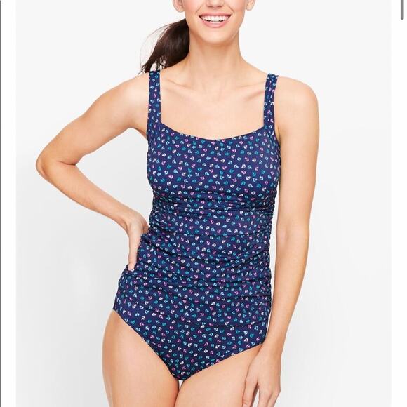 Talbots Other - Talbots & Miraclesuit swimsuit anchor tankini top navy nautical pattern sz 12